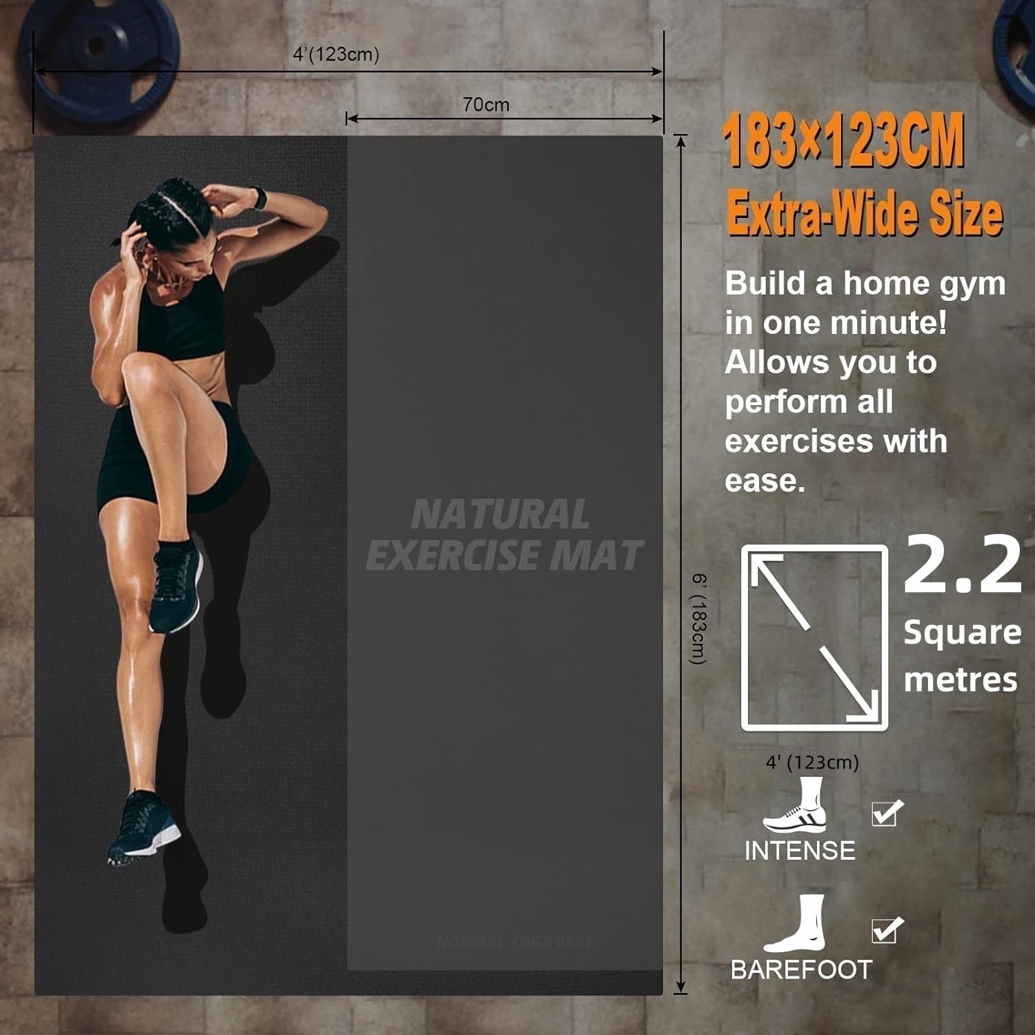 Grote Oefening Mat innhom Workout mat voor Thuis 6 × 4 ' Gym Matten Oefening Gym Vloeren Rubber Fitness Mat