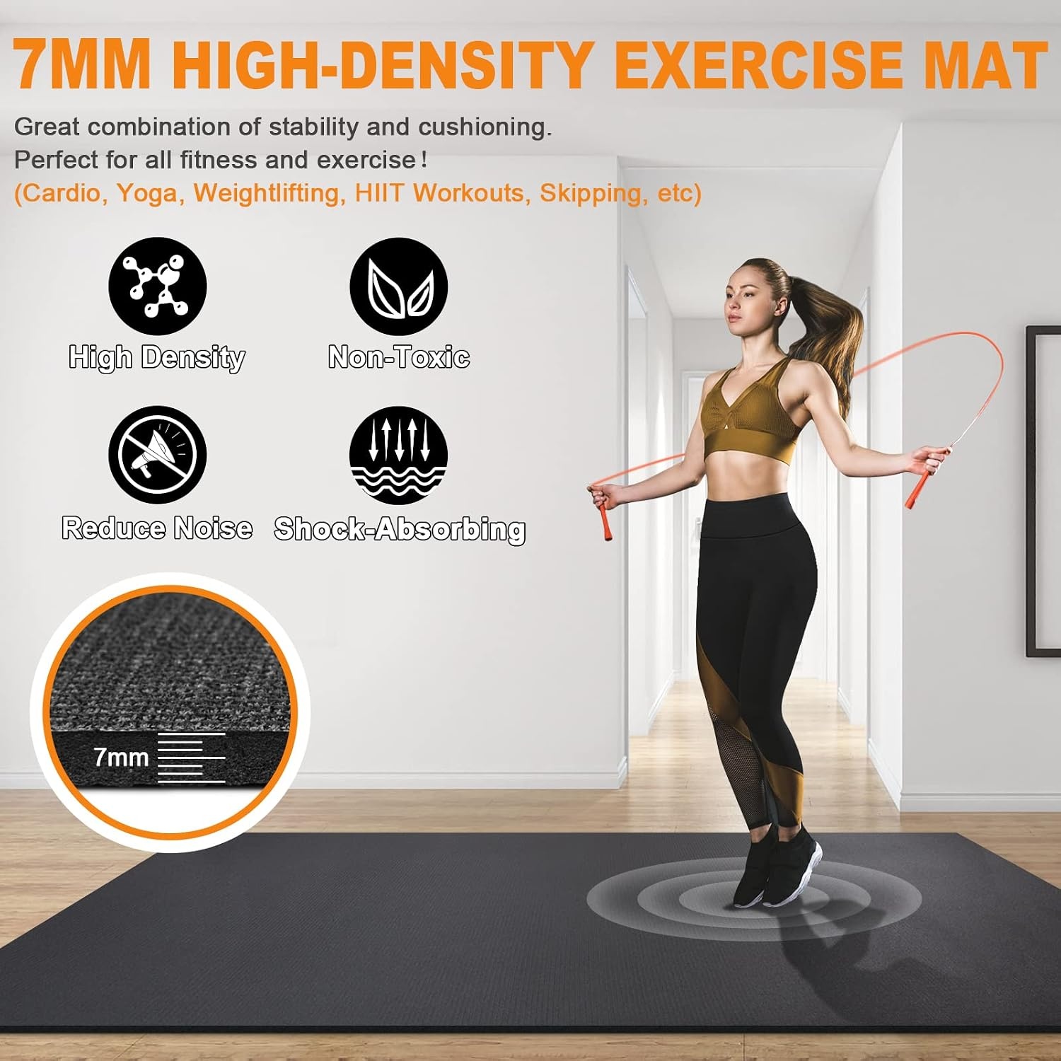 Grote Oefening Mat innhom Workout mat voor Thuis 6 × 4 ' Gym Matten Oefening Gym Vloeren Rubber Fitness Mat