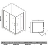 SONNI Douchedeur zonder douchebak, 90 x 100 cm, veiligheidsglas, hoekinstap, douchecabine, schuifdeur, hoekdouche, doucheafscheiding, zwart