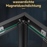 SONNI Douchedeur zonder douchebak, 90 x 100 cm, veiligheidsglas, hoekinstap, douchecabine, schuifdeur, hoekdouche, doucheafscheiding, zwart