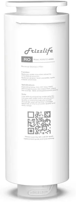 Frizzlife ASR212-600G RO vervangingsfilterpatroon voor PD600 (2e fase)
