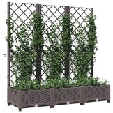 vidaXL Plantenbak met latwerk 120x40x121,5 cm polypropeen bruin