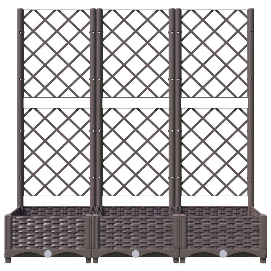 vidaXL Plantenbak met latwerk 120x40x121,5 cm polypropeen bruin