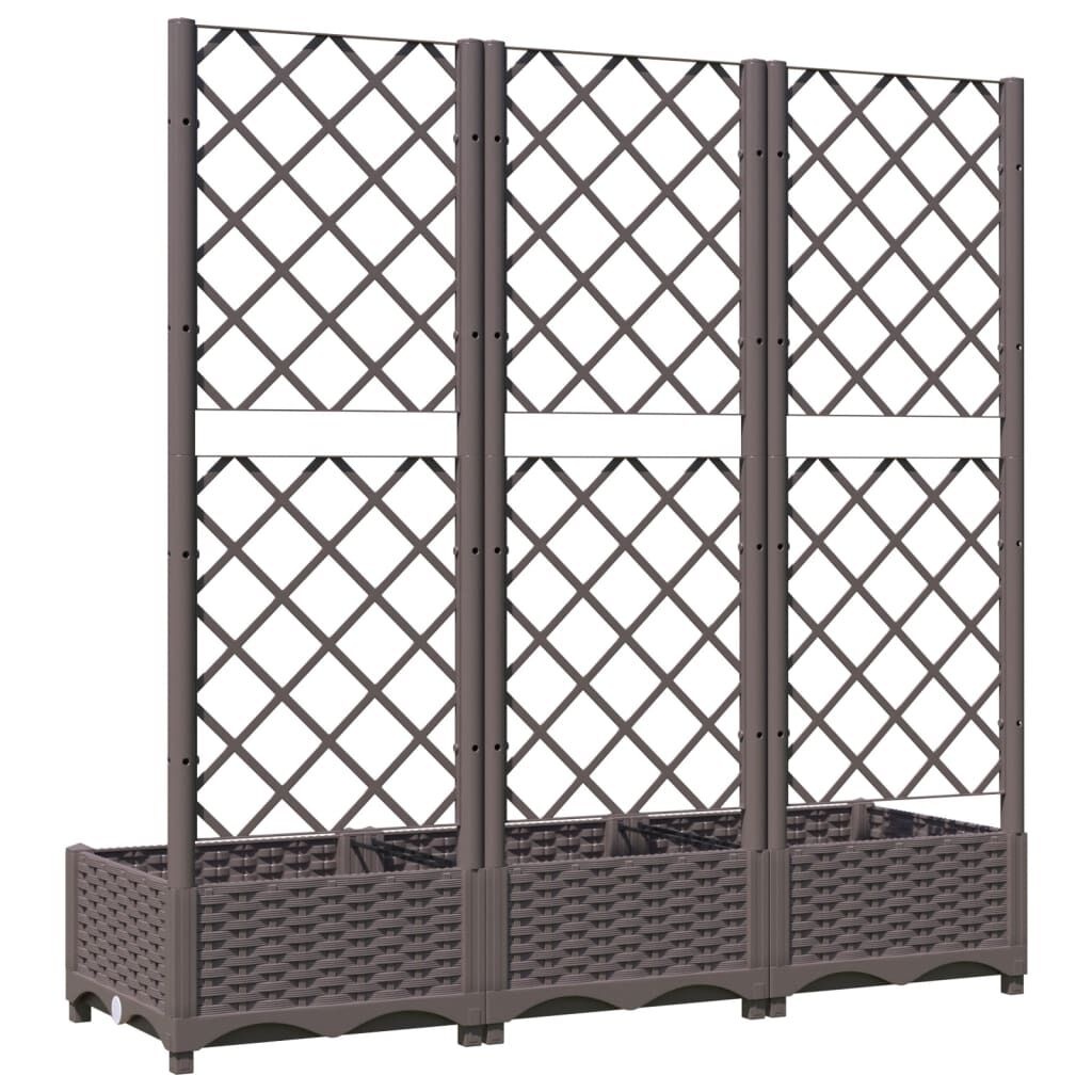 vidaXL Plantenbak met latwerk 120x40x121,5 cm polypropeen bruin