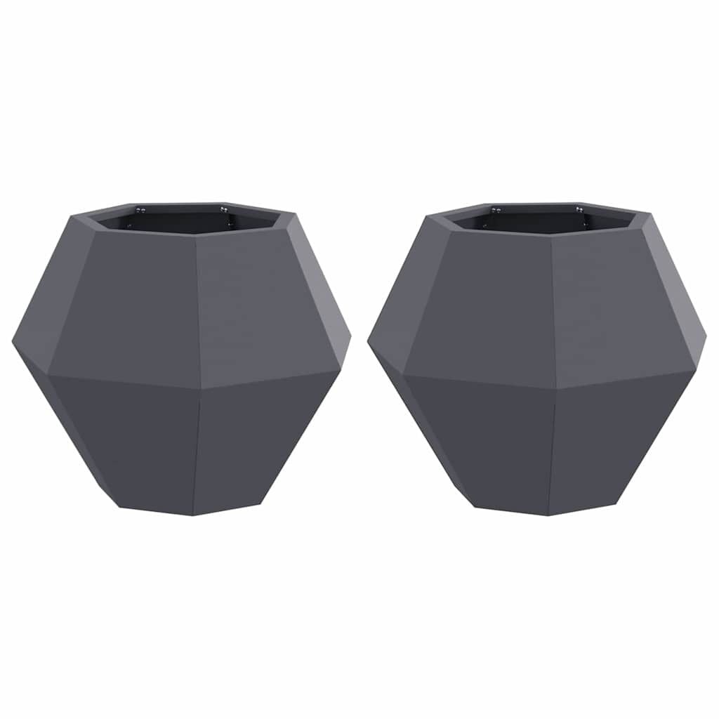 vidaXL Plantenbak 2 st Antraciet 50 x 50 x 40 cm Staal