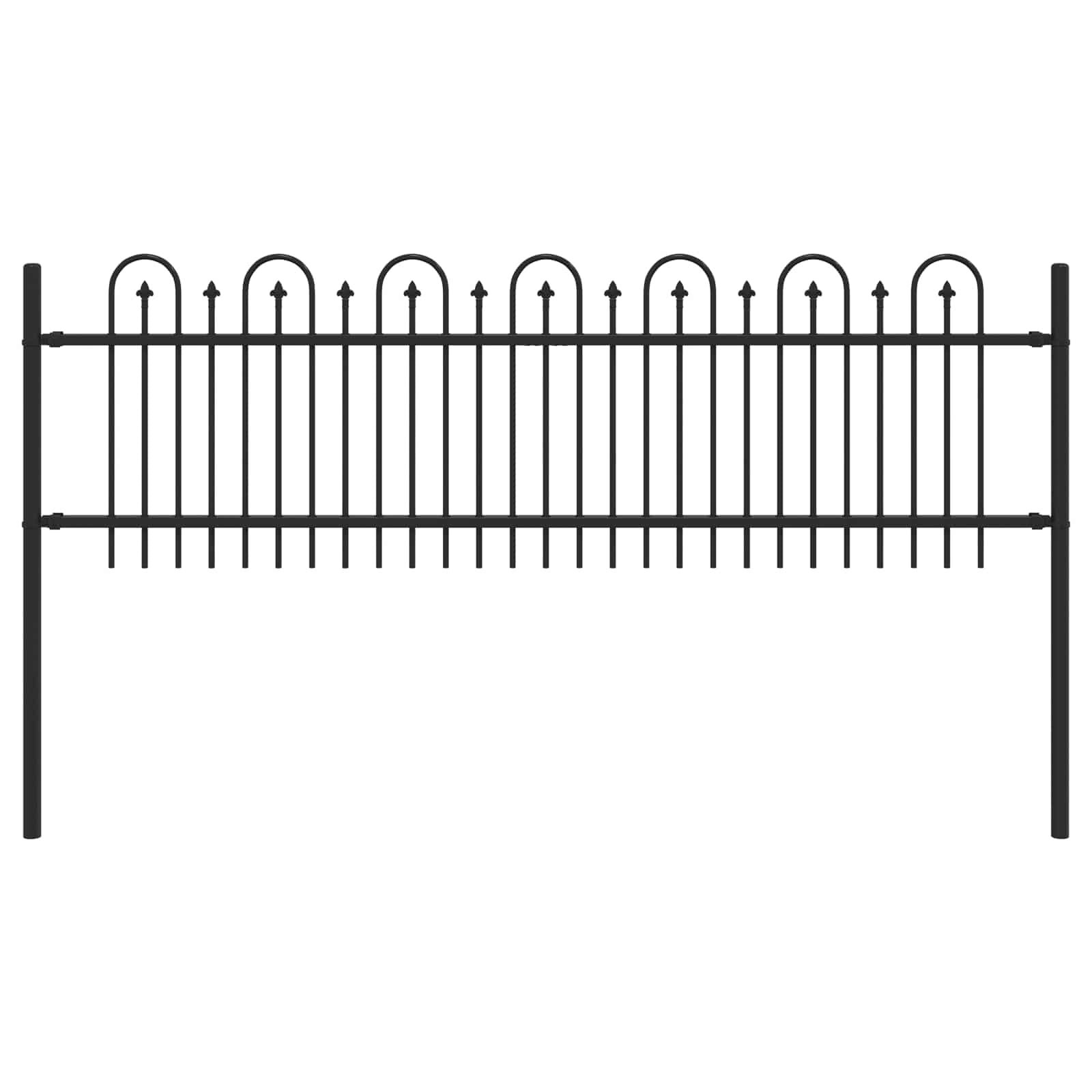 vidaXL Spike Boog Hek DRONTEN 200 x 60 cm Gepoedercoat staal Zwart