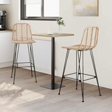 vidaXL Barkruk 2 st Naturel 44 x 53 x 111 cm Riet en IJzer