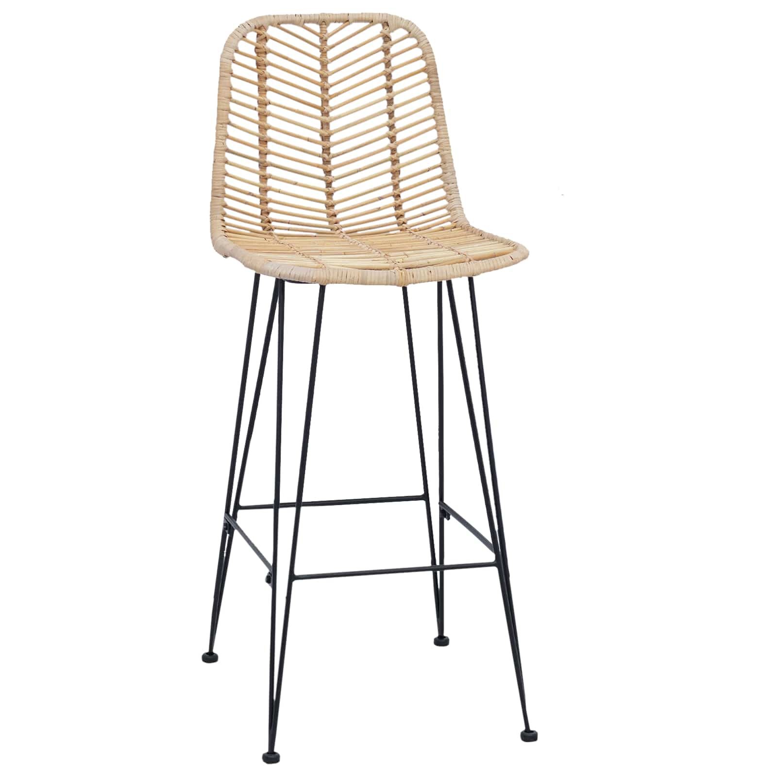 vidaXL Barkruk 2 st Naturel 44 x 53 x 111 cm Riet en IJzer