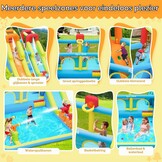 Opblaasbaar slot met waterglijbaan voor kinderen met zwembad, 452x416x210cm