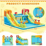 Opblaasbaar slot met waterglijbaan voor kinderen met zwembad, 452x416x210cm