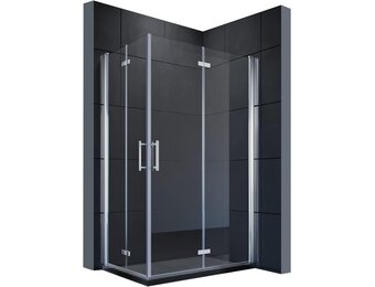SONNI Douchecabine 120x90 cm vouwdeur hoekinstap beide zijden vouwbaar doucheafscheiding vouwdouche NANO-glas dubbele douchedeur hoogte 195 cm draaivouwdeur