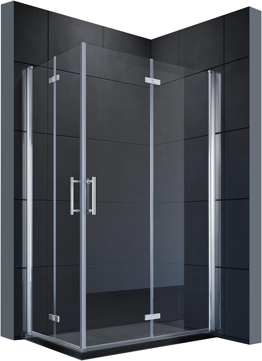 SONNI Douchecabine 120x90 cm vouwdeur hoekinstap beide zijden vouwbaar doucheafscheiding vouwdouche NANO-glas dubbele douchedeur hoogte 195 cm draaivouwdeur