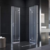 SONNI Douchecabine 120x90 cm vouwdeur hoekinstap beide zijden vouwbaar doucheafscheiding vouwdouche NANO-glas dubbele douchedeur hoogte 195 cm draaivouwdeur