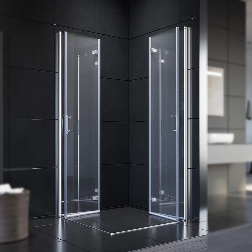 SONNI Douchecabine 120x90 cm vouwdeur hoekinstap beide zijden vouwbaar doucheafscheiding vouwdouche NANO-glas dubbele douchedeur hoogte 195 cm draaivouwdeur