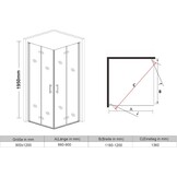 SONNI Douchecabine 120x90 cm vouwdeur hoekinstap beide zijden vouwbaar doucheafscheiding vouwdouche NANO-glas dubbele douchedeur hoogte 195 cm draaivouwdeur