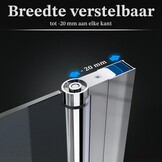 SONNI Douchecabine 120x90 cm vouwdeur hoekinstap beide zijden vouwbaar doucheafscheiding vouwdouche NANO-glas dubbele douchedeur hoogte 195 cm draaivouwdeur