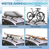 Just-V 130 cm universele imperiaal voor fietsendragers, dakkoffers of als skihouder, van aluminium, met slot afsluitbaar, draagkracht 150 kg, zilver