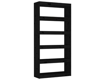 vidaXL Boekenkast/kamerscherm 80x30x167,4 cm massief grenenhout zwart