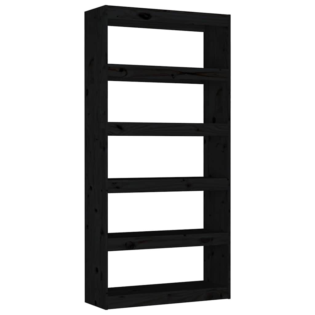 vidaXL Boekenkast/kamerscherm 80x30x167,4 cm massief grenenhout zwart