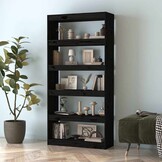vidaXL Boekenkast/kamerscherm 80x30x167,4 cm massief grenenhout zwart