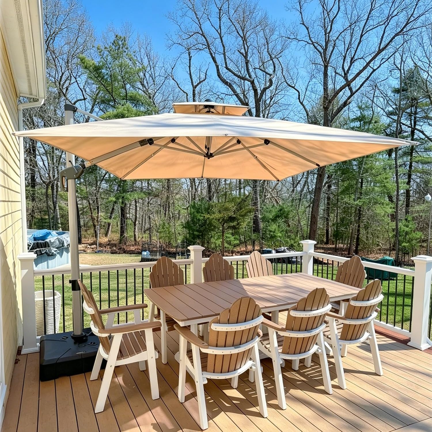 PURPLE LEAF Zweefparasol Rechteckig 270 x 330 cm - Beige - UV-bestendig
