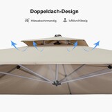 PURPLE LEAF Zweefparasol Rechteckig 270 x 330 cm - Beige - UV-bestendig