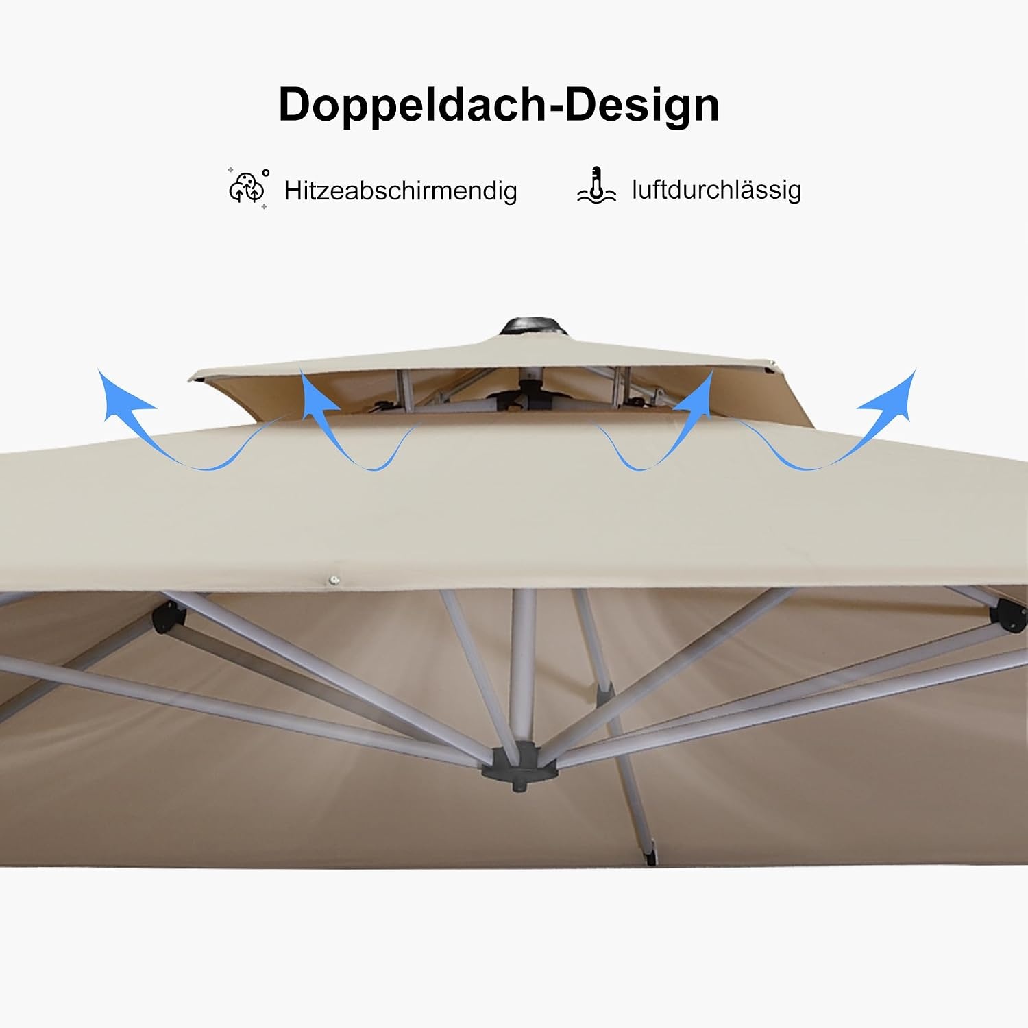 PURPLE LEAF Zweefparasol Rechteckig 270 x 330 cm - Beige - UV-bestendig