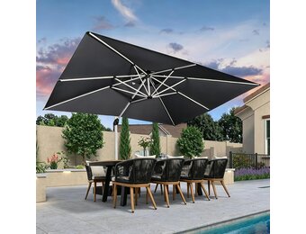 PURPLE LEAF Zweefparasol 300 x 400 cm - Rechthoekig - Grijs - Met 360 graden rotatie