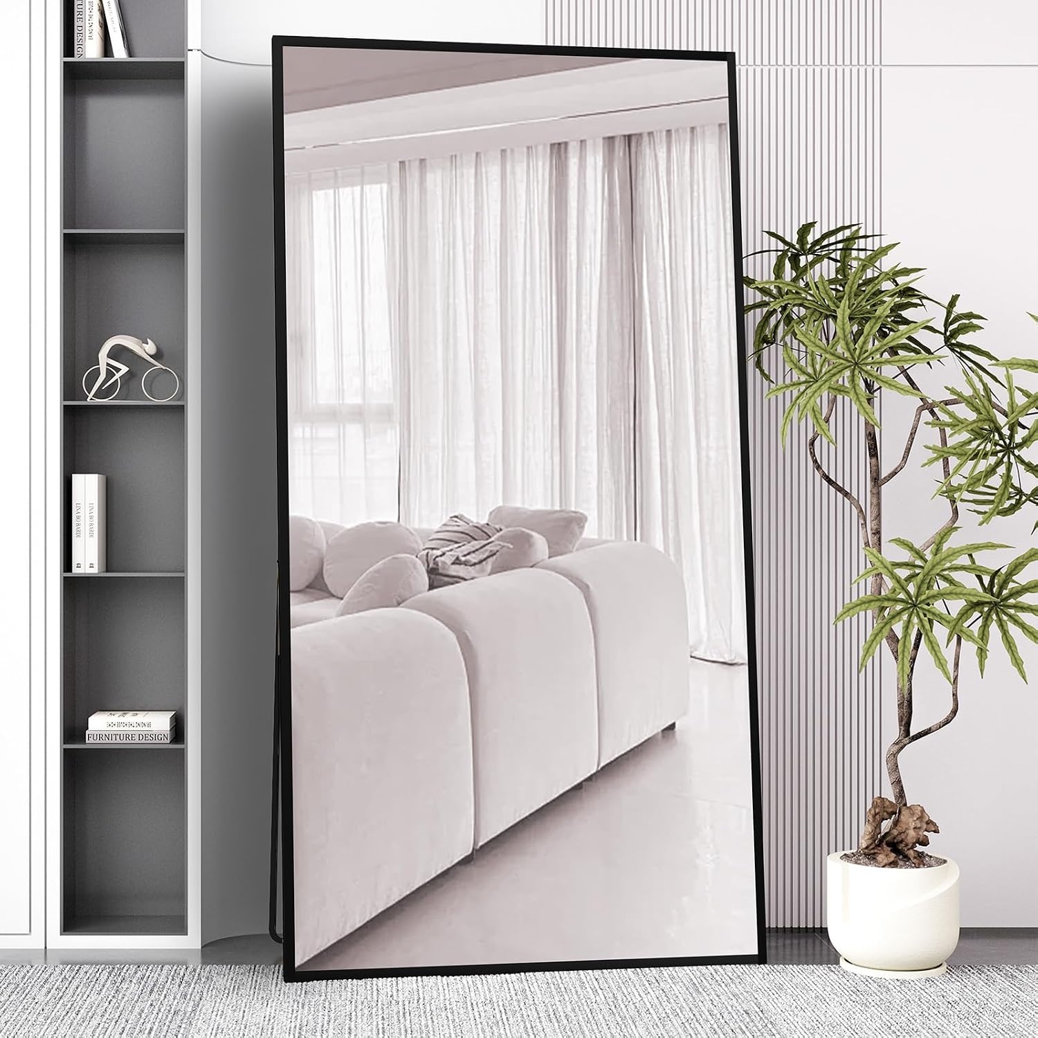 AUFHELLEN Full Body Wandspiegel 200 x 100 cm - Zwart Metalen Frame