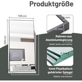 AUFHELLEN Full Body Wandspiegel 200 x 100 cm - Zwart Metalen Frame