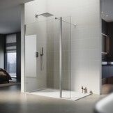 SONNI Inloopdouche 80x200 cm met 30 cm Zwenkbaar Zijpaneel - Zilver
