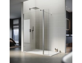 SONNI Inloopdouche 80x200 cm met 30 cm Zwenkbaar Zijpaneel - Zilver