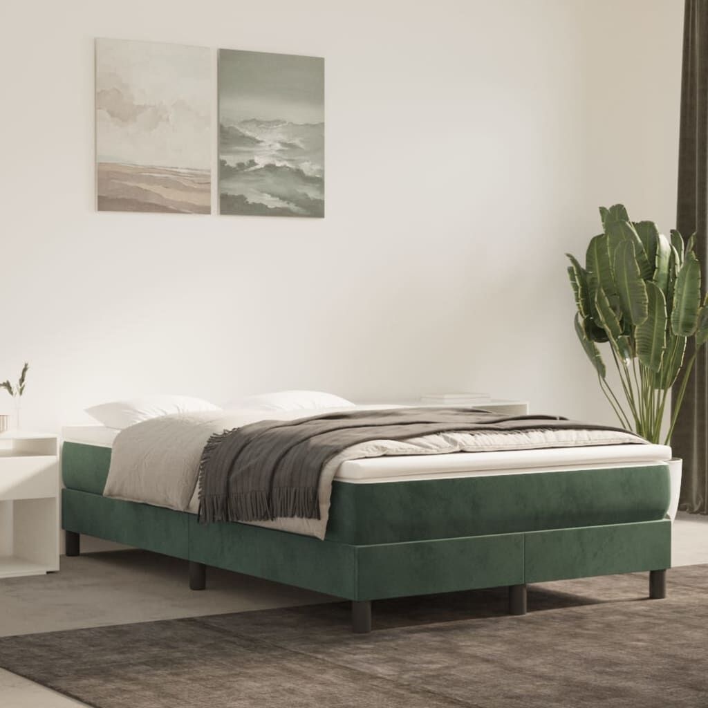vidaXL Bedframe zonder matras 120x200 cm fluweel donkergroen