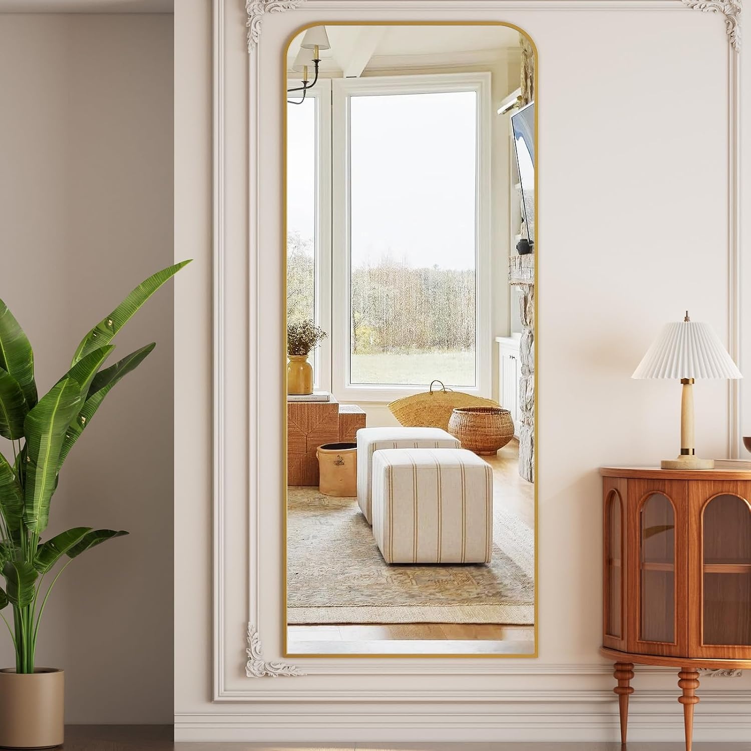 Koonmi Staande Spiegel met Boog - 76 x 171 cm - Goud