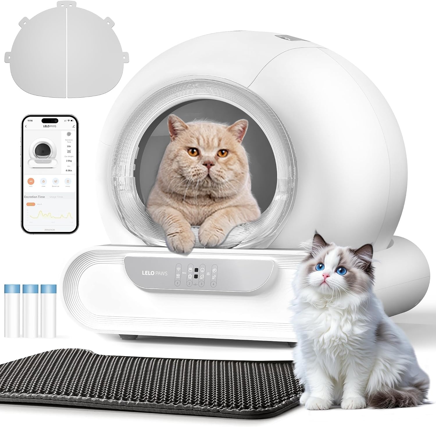 LELO PAWS Zelfreinigende Kattentoilet XXL - Automatische Kattenbak met APP - Grijs