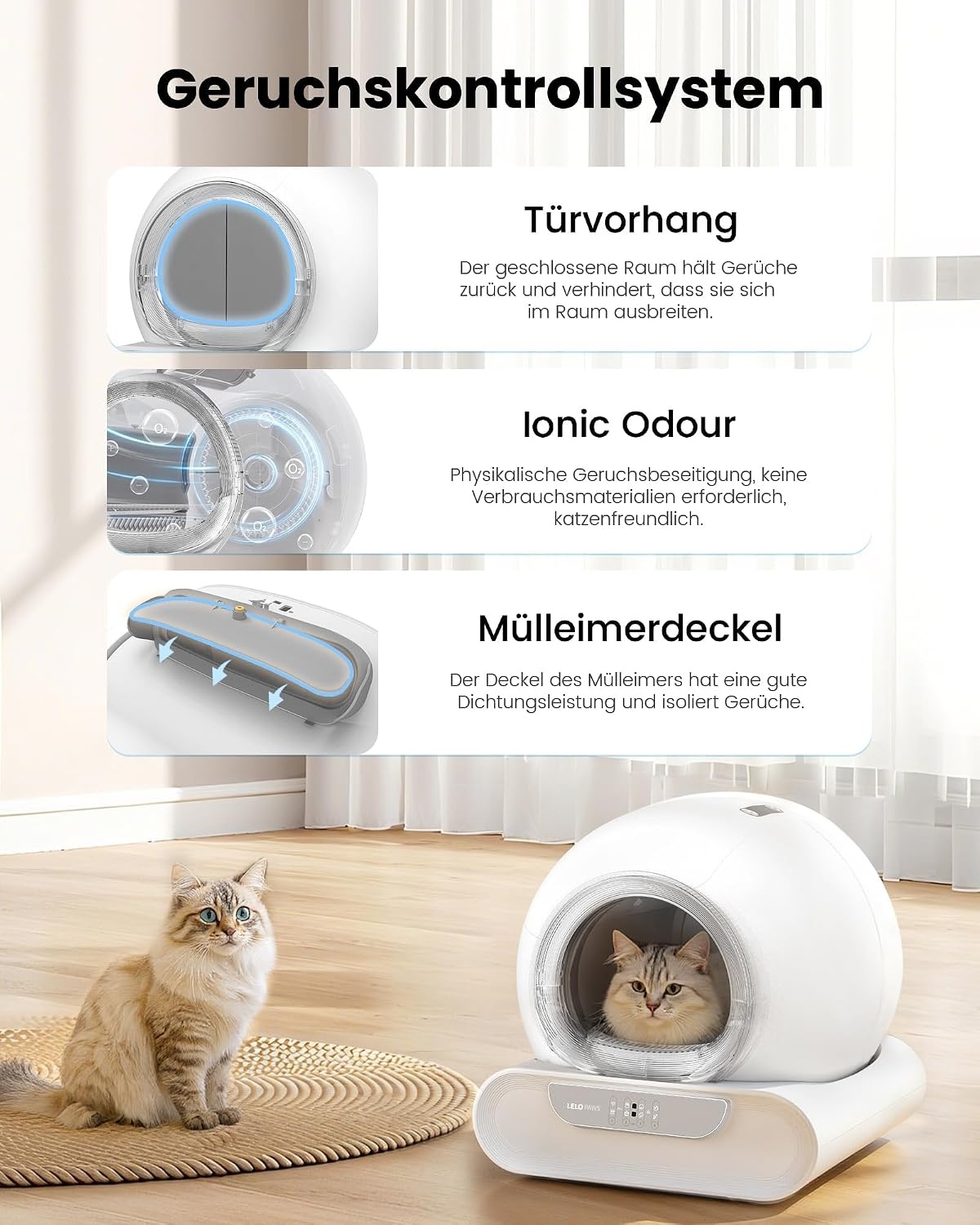 LELO PAWS Zelfreinigende Kattentoilet XXL - Automatische Kattenbak met APP - Grijs