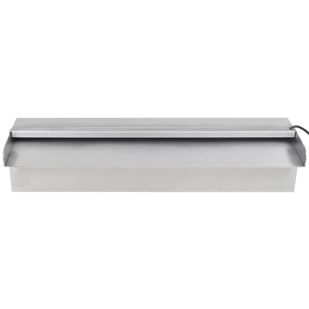 vidaXL Zwembadwaterval met LED's rechthoekig 45 cm roestvrij staal