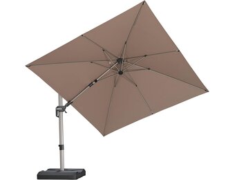 PURPLE LEAF Parasol, aluminium zweefparasol, vierkant, 360 graden rotatie, tuinparasol met zwengel, kantelbaar, UPF 50+, marktparasol, waterdichte zwengelparasol voor tuin, terras