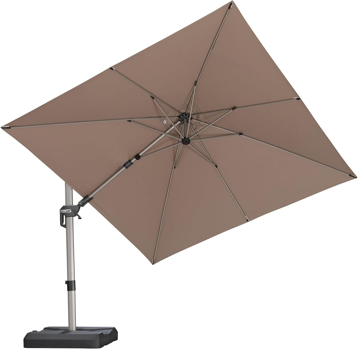 PURPLE LEAF Parasol, aluminium zweefparasol, vierkant, 360 graden rotatie, tuinparasol met zwengel, kantelbaar, UPF 50+, marktparasol, waterdichte zwengelparasol voor tuin, terras
