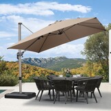 PURPLE LEAF Parasol, aluminium zweefparasol, vierkant, 360 graden rotatie, tuinparasol met zwengel, kantelbaar, UPF 50+, marktparasol, waterdichte zwengelparasol voor tuin, terras