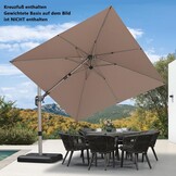 PURPLE LEAF Parasol, aluminium zweefparasol, vierkant, 360 graden rotatie, tuinparasol met zwengel, kantelbaar, UPF 50+, marktparasol, waterdichte zwengelparasol voor tuin, terras
