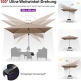 PURPLE LEAF Parasol, aluminium zweefparasol, vierkant, 360 graden rotatie, tuinparasol met zwengel, kantelbaar, UPF 50+, marktparasol, waterdichte zwengelparasol voor tuin, terras