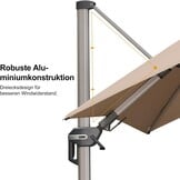 PURPLE LEAF Parasol, aluminium zweefparasol, vierkant, 360 graden rotatie, tuinparasol met zwengel, kantelbaar, UPF 50+, marktparasol, waterdichte zwengelparasol voor tuin, terras