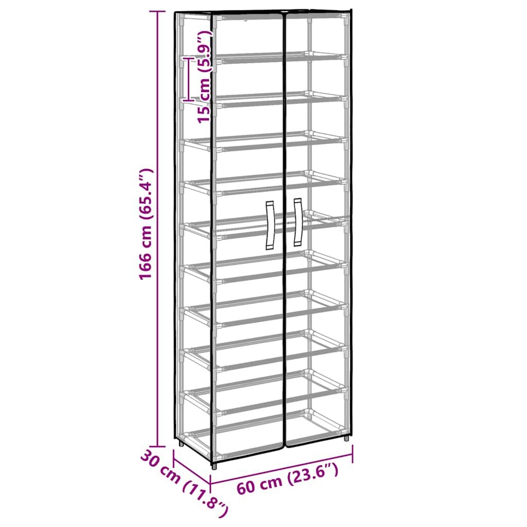 vidaXL Schoenenkast 60x30x166 cm Grijs - 34% Korting!