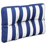 vidaXL Palletkussens 2 st stof gestreept wit en blauw