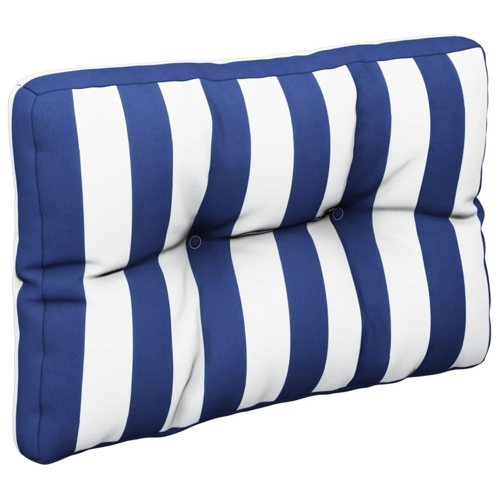 vidaXL Palletkussens 2 st stof gestreept wit en blauw