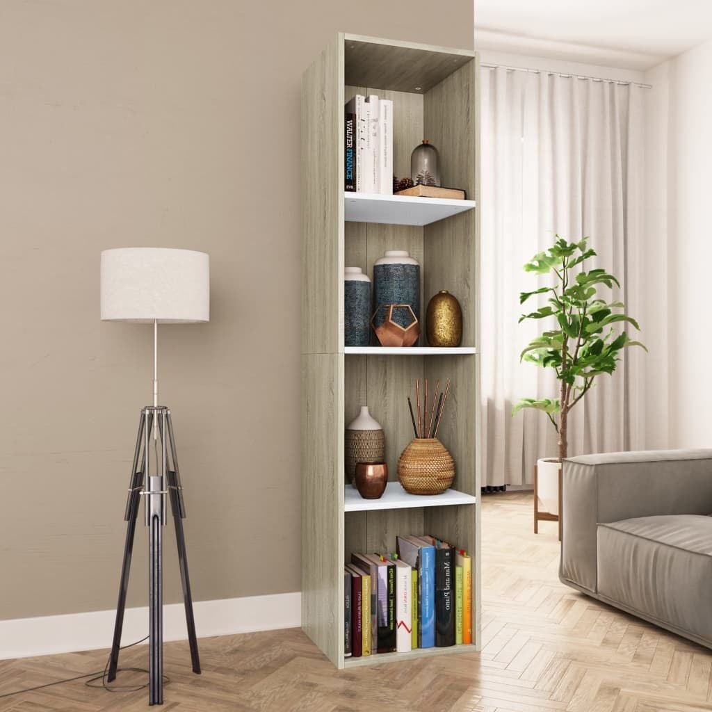 Boekenkast / TV-meubel Hout Wit & Eiken 36x30x143cm - 33% Korting