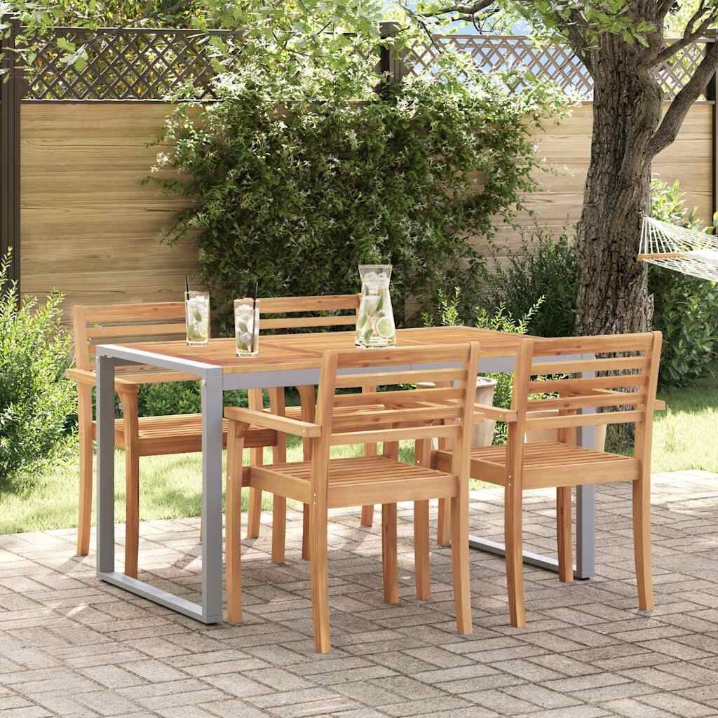 Tuintafel Massief Acaciahout & Metaal - 140x80x75 cm - 54% Korting