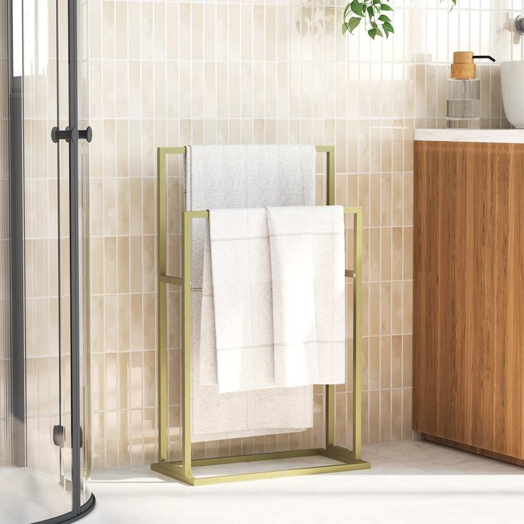 Handdoekenrek Vrijstaand 48x24x78,5 cm IJzer Goudkleurig - 52% Korting