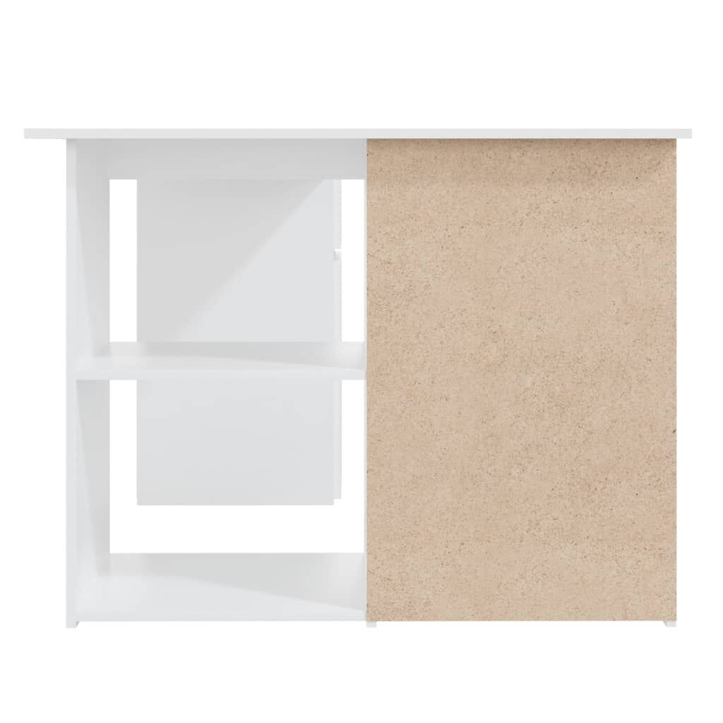 Wit Hoekbureau van Bewerkt Hout - 145x100x76 cm - 60% Korting!